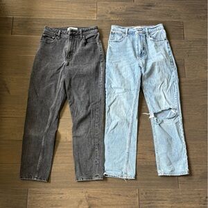 Abercrombie & Fitch Women's Straight Leg Jeans - Black and Light Blue